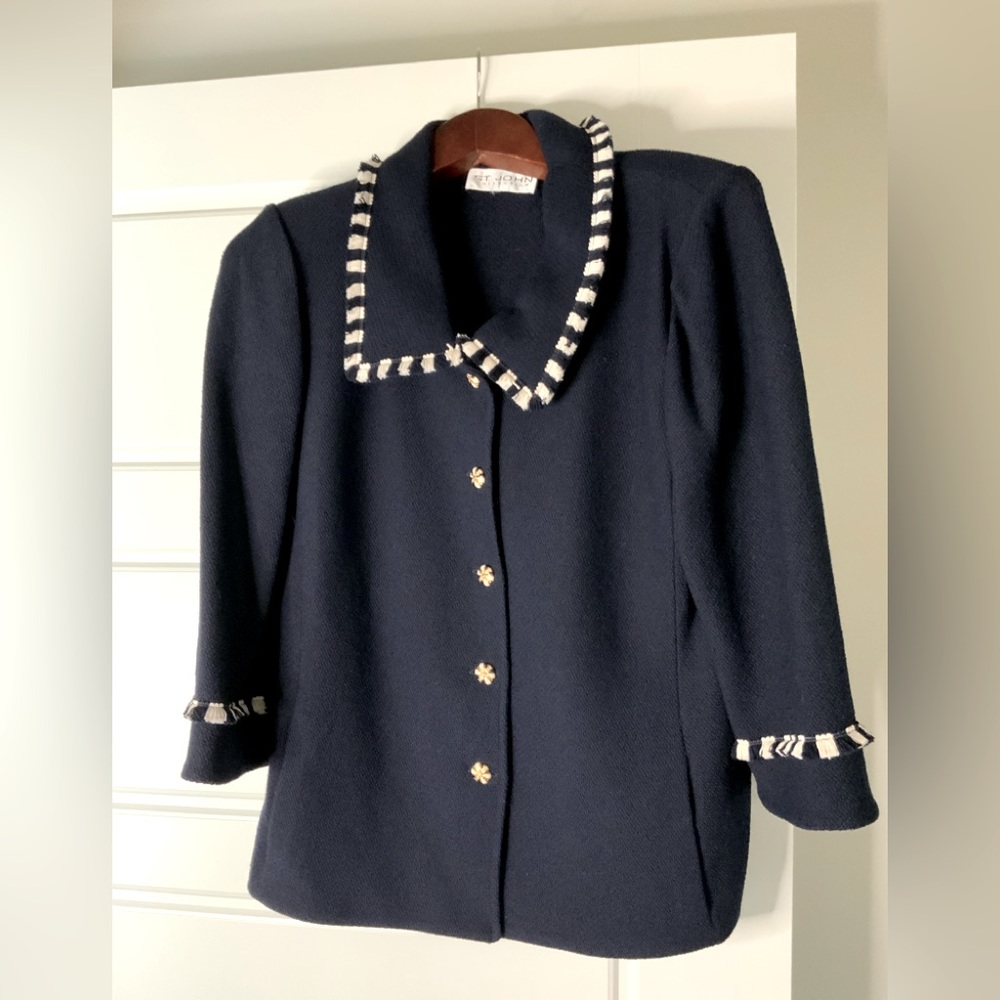 St. John Navy Blazer with White Trim